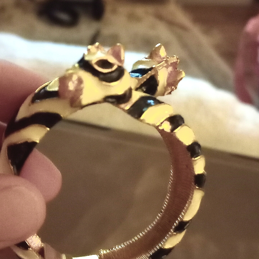 Kenneth J Lane enamel zebra bracelet, fits 6 inch wrist
